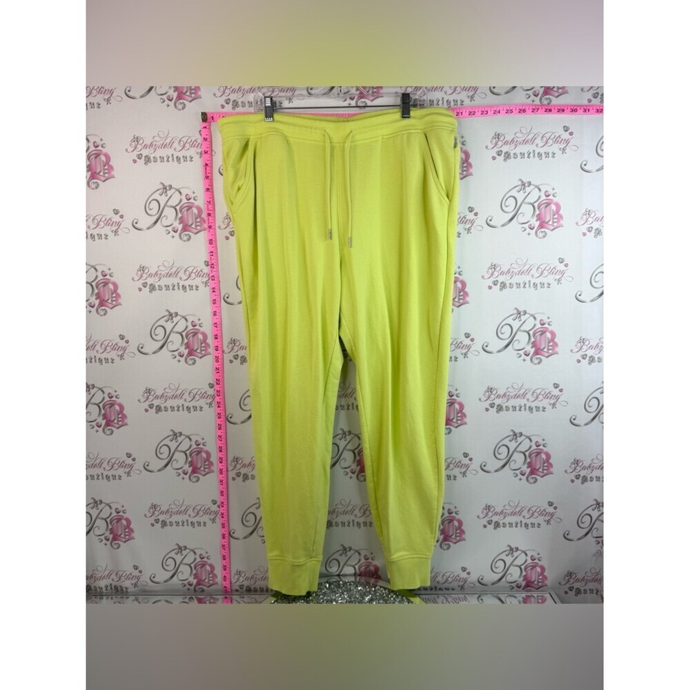 Eddie Bauer sweatpants Neon Lime Green Drawstring Jogger Cuffed Pants Adjustable